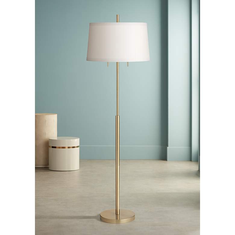 Image 1 Possini Euro Nayla Brass Finish Steel Floor Lamp