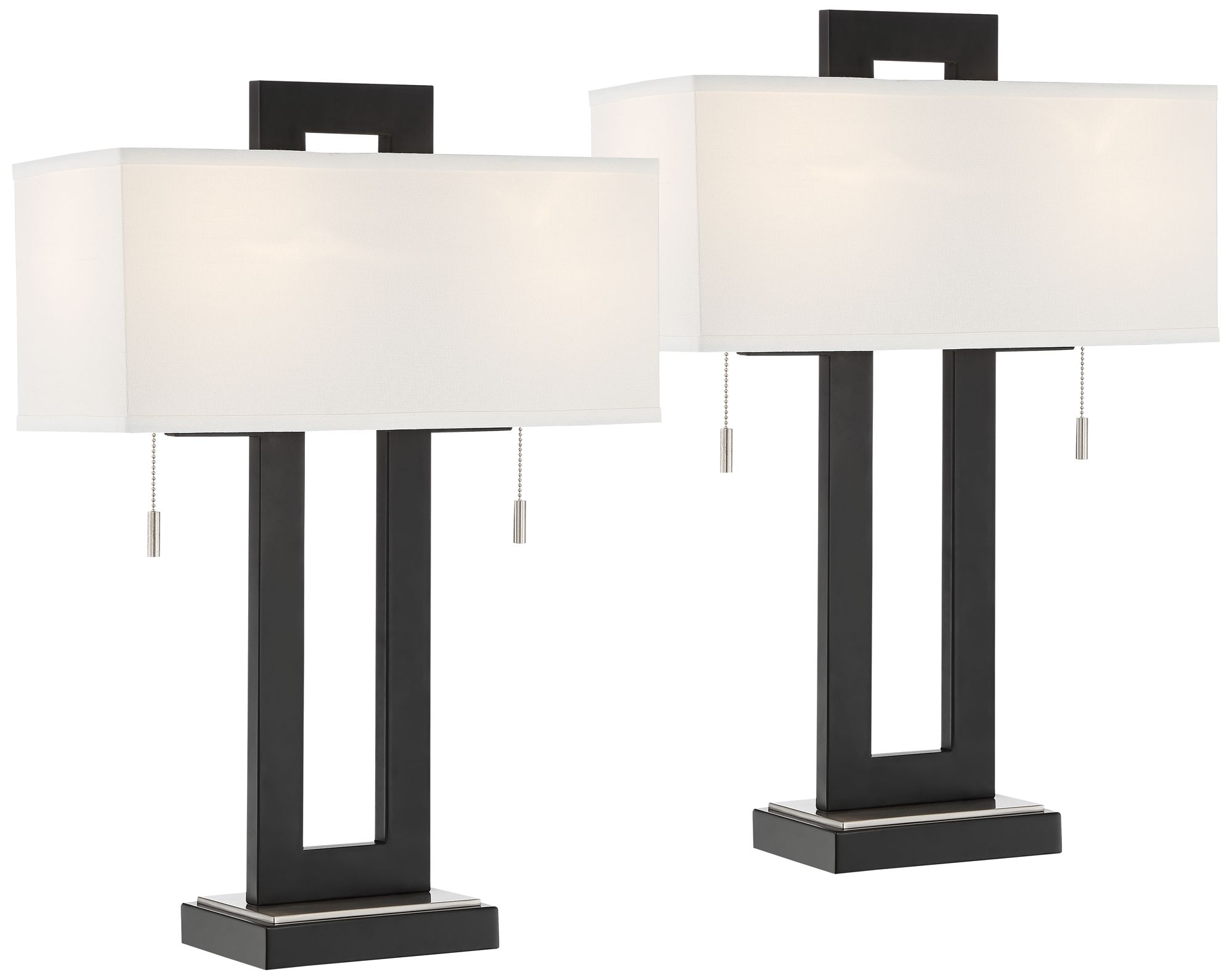 Image 2 Possini Euro Neil 26" Modern Metal USB Table Lamps Set of 2