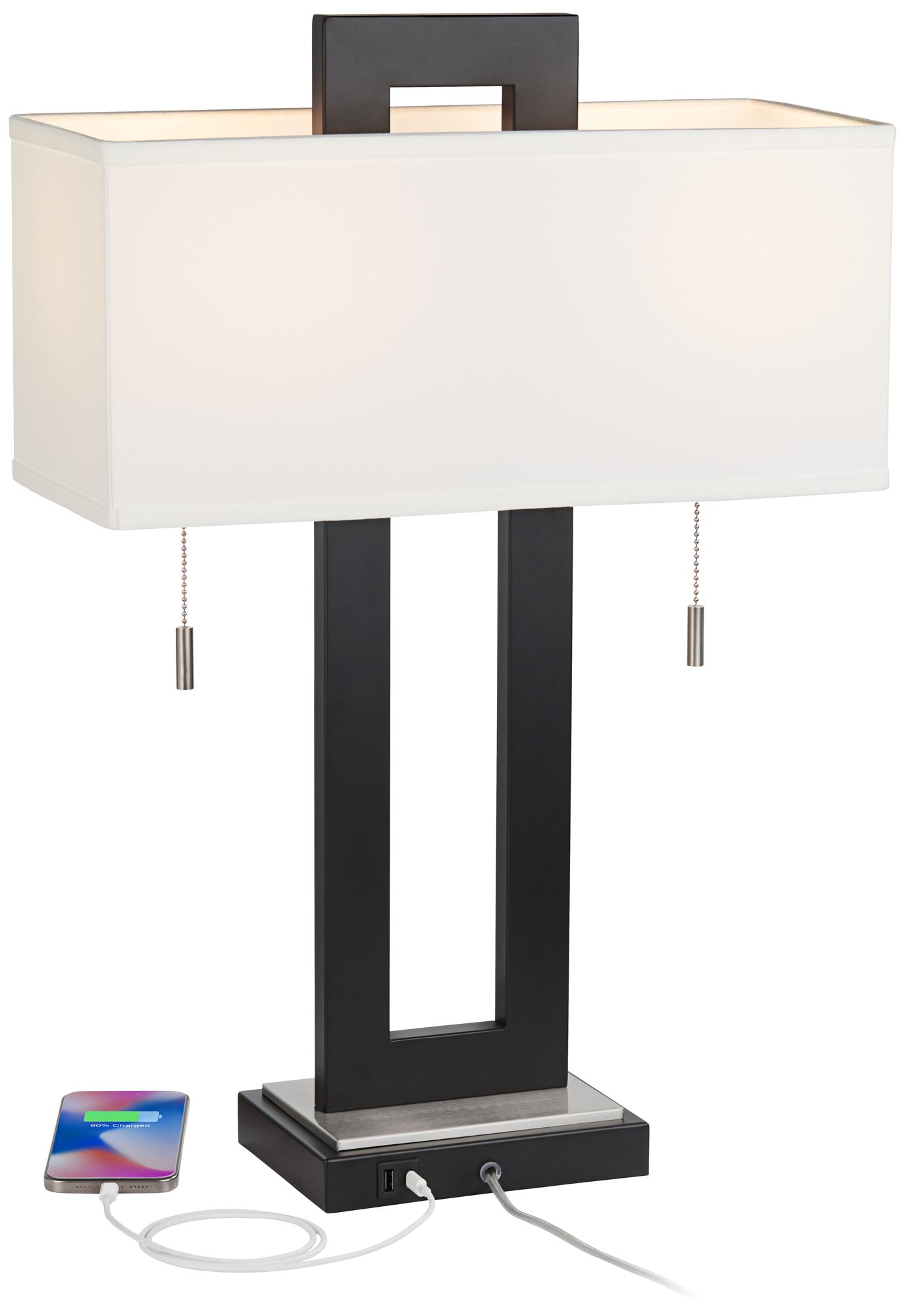 Image 4 Possini Euro Neil 26" Open Rectangular USB Table Lamp more views