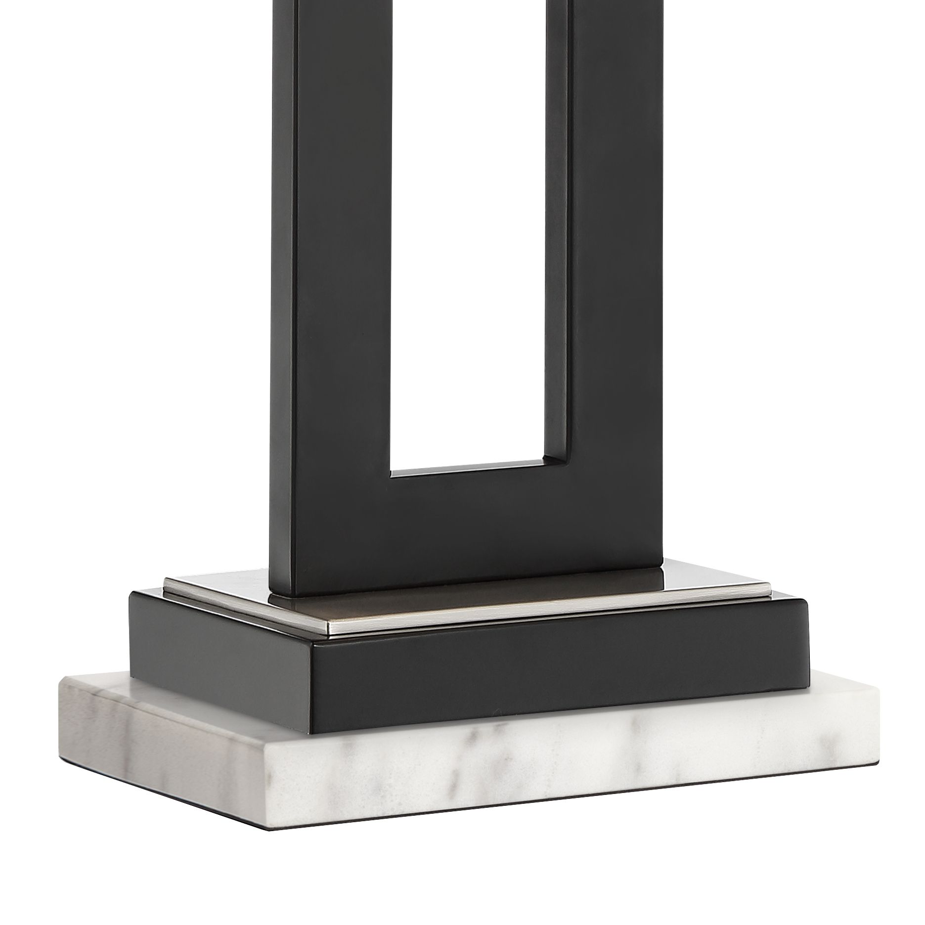Image 4 Possini Euro Neil Black Metal USB Table Lamp with White Marble Riser more views