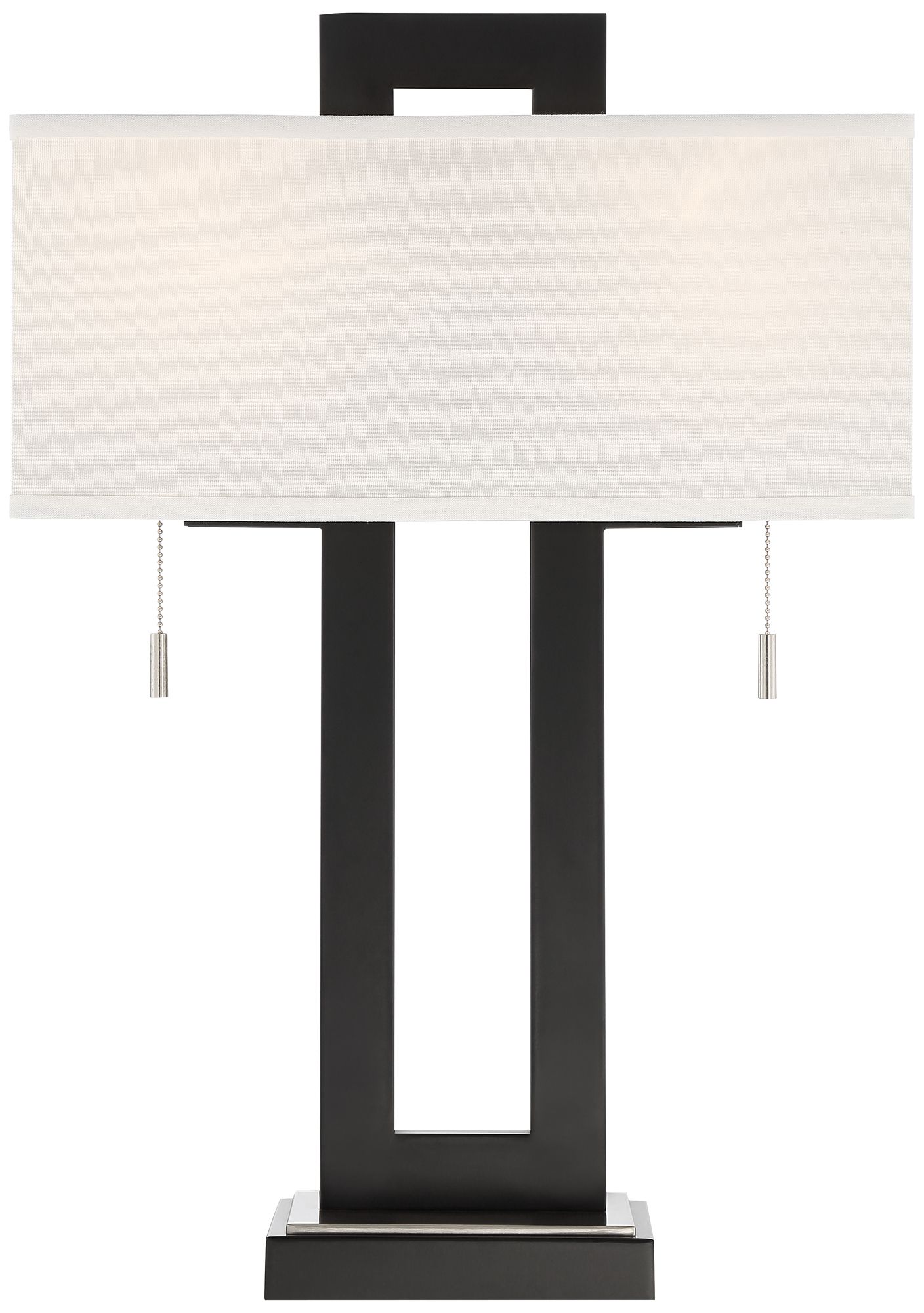 Image 6 Possini Euro Neil Black Metal USB Table Lamp with White Marble Riser more views