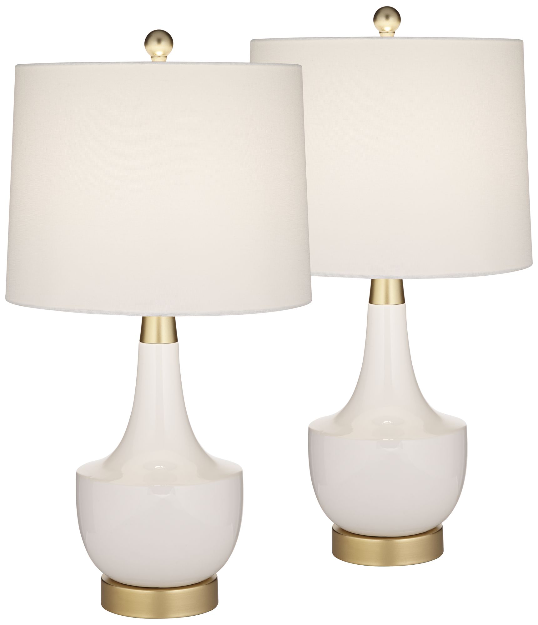 Image 2 Possini Euro Nesbit 25" Gold White Ceramic USB Table Lamps Set of 2