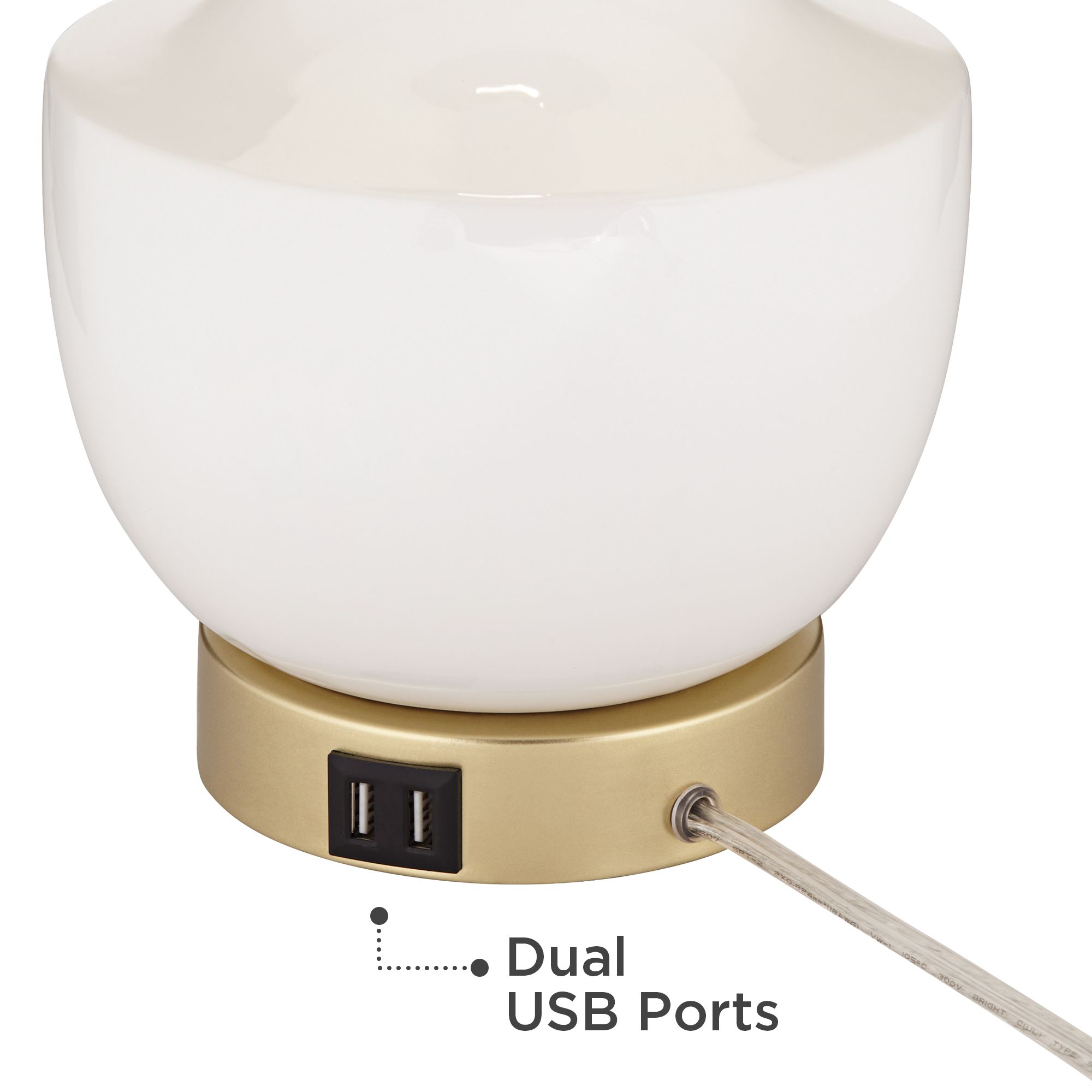 Image 5 Possini Euro Nesbit 25" Gold White Ceramic USB Table Lamps Set of 2 more views