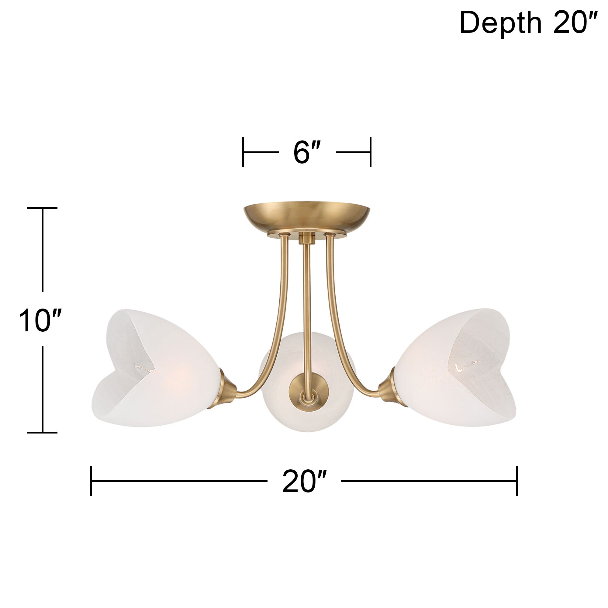 Possini Euro Nessa 20" Wide Warm Brass Tulips 3-Light Ceiling Light