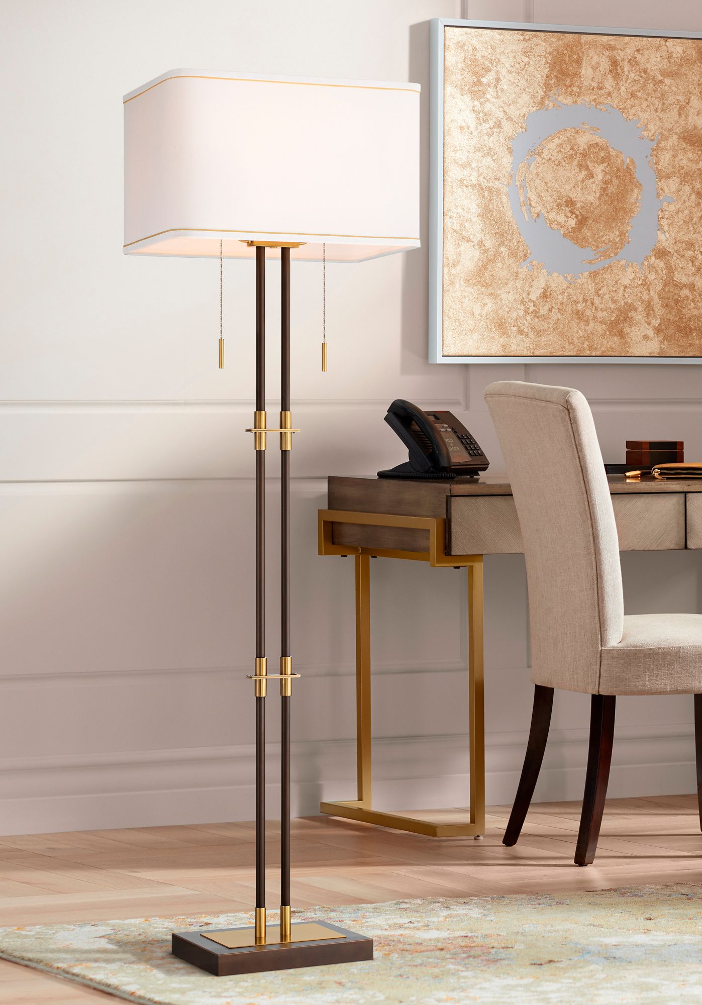 Possini Euro Nevada 61 1/2" High Bronze and Gold Floor Lamp