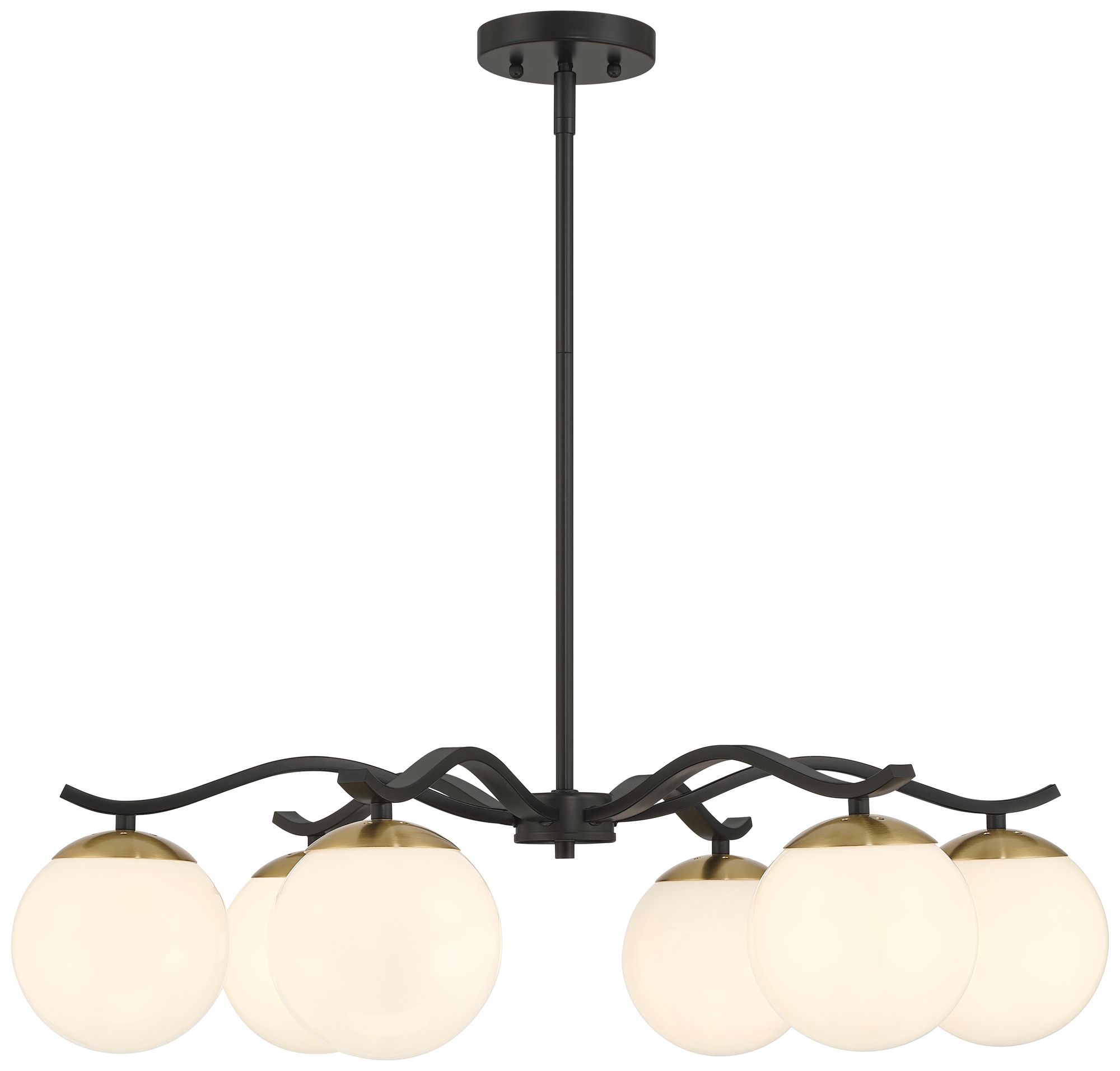 Possini Euro Newall 30" Wide Black and Brass 6-Light Chandelier