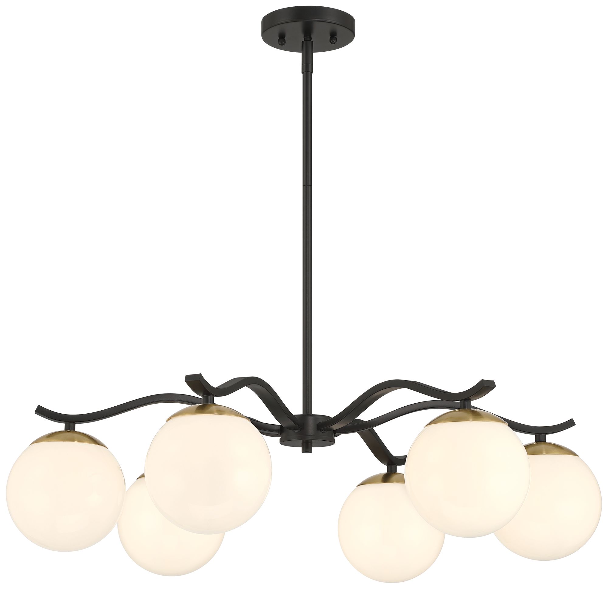 Possini Euro Newall 30" Wide Black and Brass 6-Light Chandelier