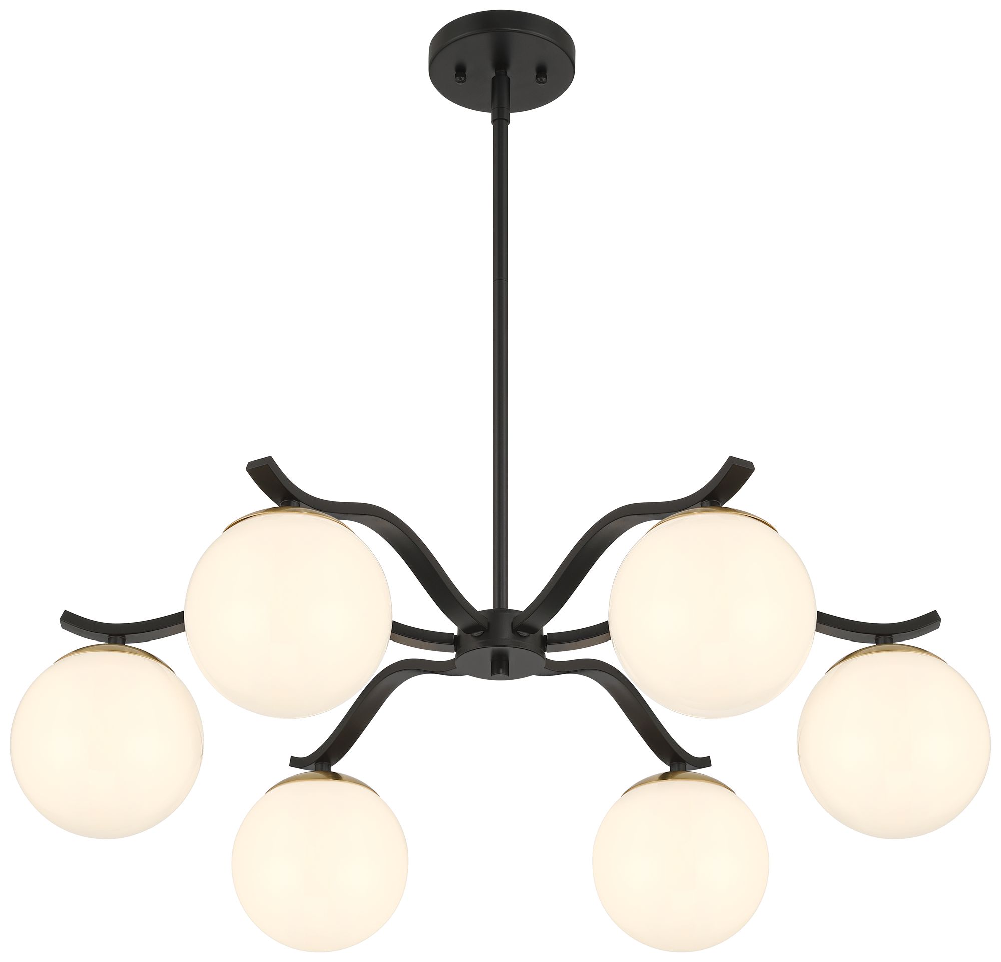Possini Euro Newall 30" Wide Black and Brass 6-Light Chandelier