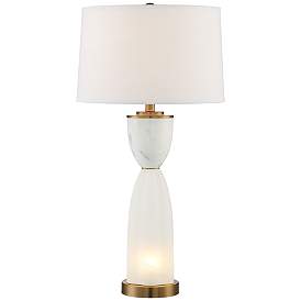 Image3 of Possini Euro Newman 31 1/4" White Glass Modern Night Light Table Lamp