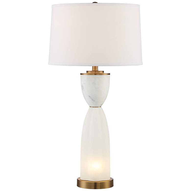 Image 3 Possini Euro Newman 31 1/4 inch White Glass Modern Night Light Table Lamp