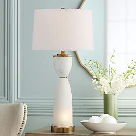 Image2 of Possini Euro Newman 31 1/4" White Glass Modern Night Light Table Lamp