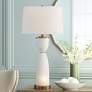 Possini Euro Newman 31 1/4" White Glass Modern Night Light Table Lamp in scene