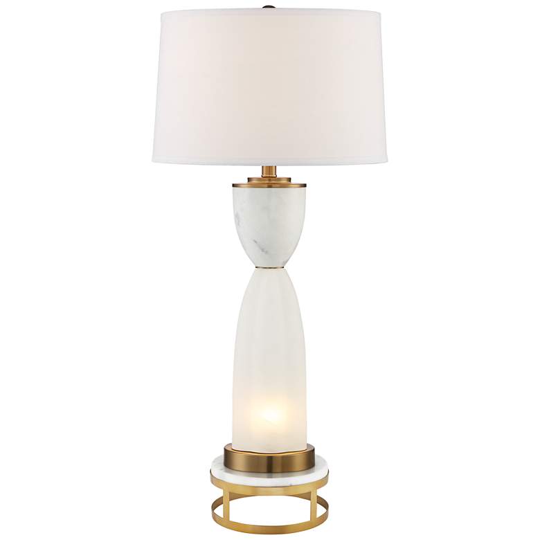 Image 1 Possini Euro Newman 35 inch Night Light Table Lamp with Marble Riser