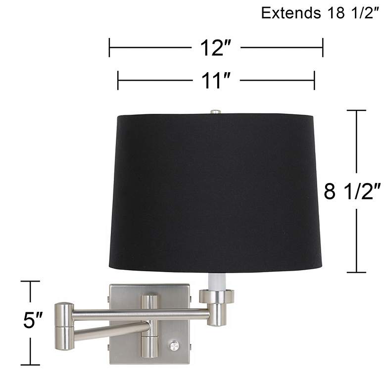 Image 3 Possini Euro Nickel and Black Swing Arm Plug-In Wall Lamps Set of 2 more views