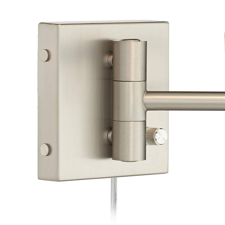 Image 4 Possini Euro Nickel and White Swing Arm Plug-In Wall Lamps Set of 2 more views