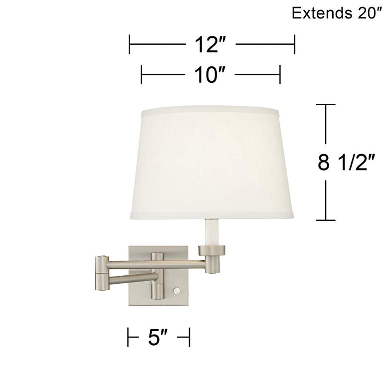 Image 7 Possini Euro Nickel and White Swing Arm Plug-In Wall Lamps Set of 2 more views