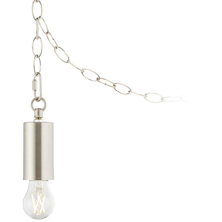 Image 1 Possini Euro Nickel Plug-In Hanging Swag Chandelier with Clear A15 LED Bulb