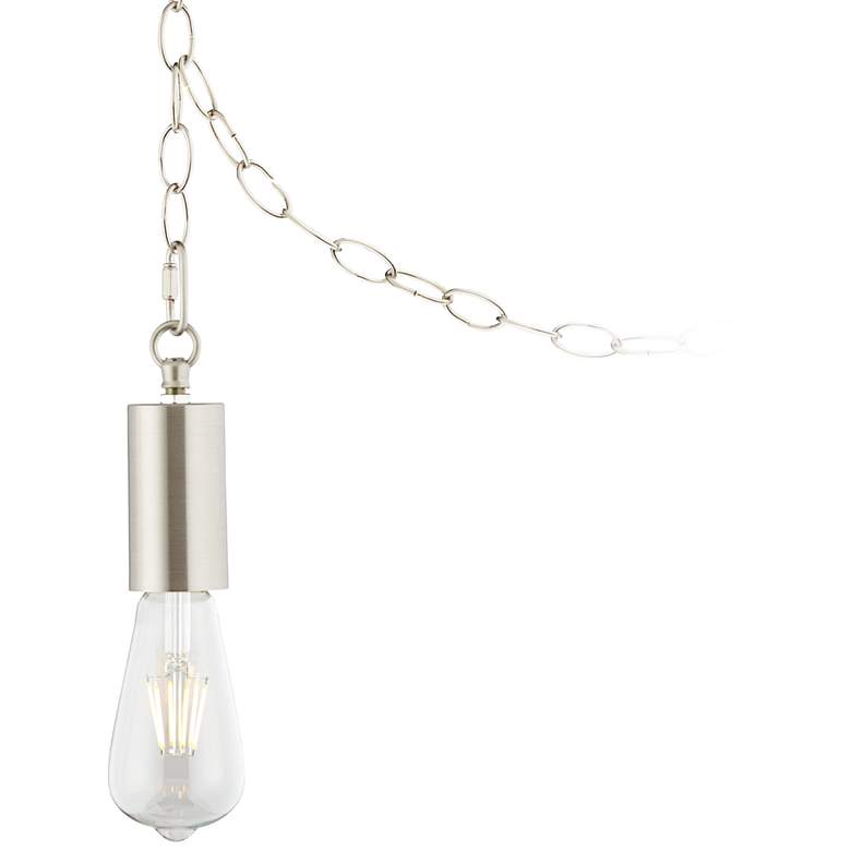 Image 1 Possini Euro Nickel Plug-In Hanging Swag Chandelier with Edison LED Bulb