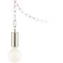 Possini Euro Nickel Plug-In Hanging Swag Chandelier with Milky G25 LED Bulb