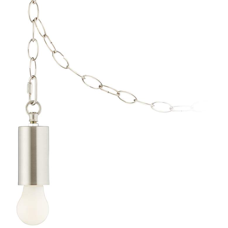 Image 1 Possini Euro Nickel Plug-In Swag Chandelier with Frosted A15 LED Bulb