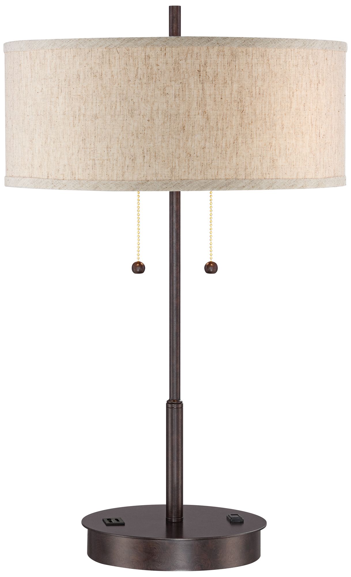 Image 2 Possini Euro Nikola 23 1/2" Bronze Outlet and USB Ports Table Lamp