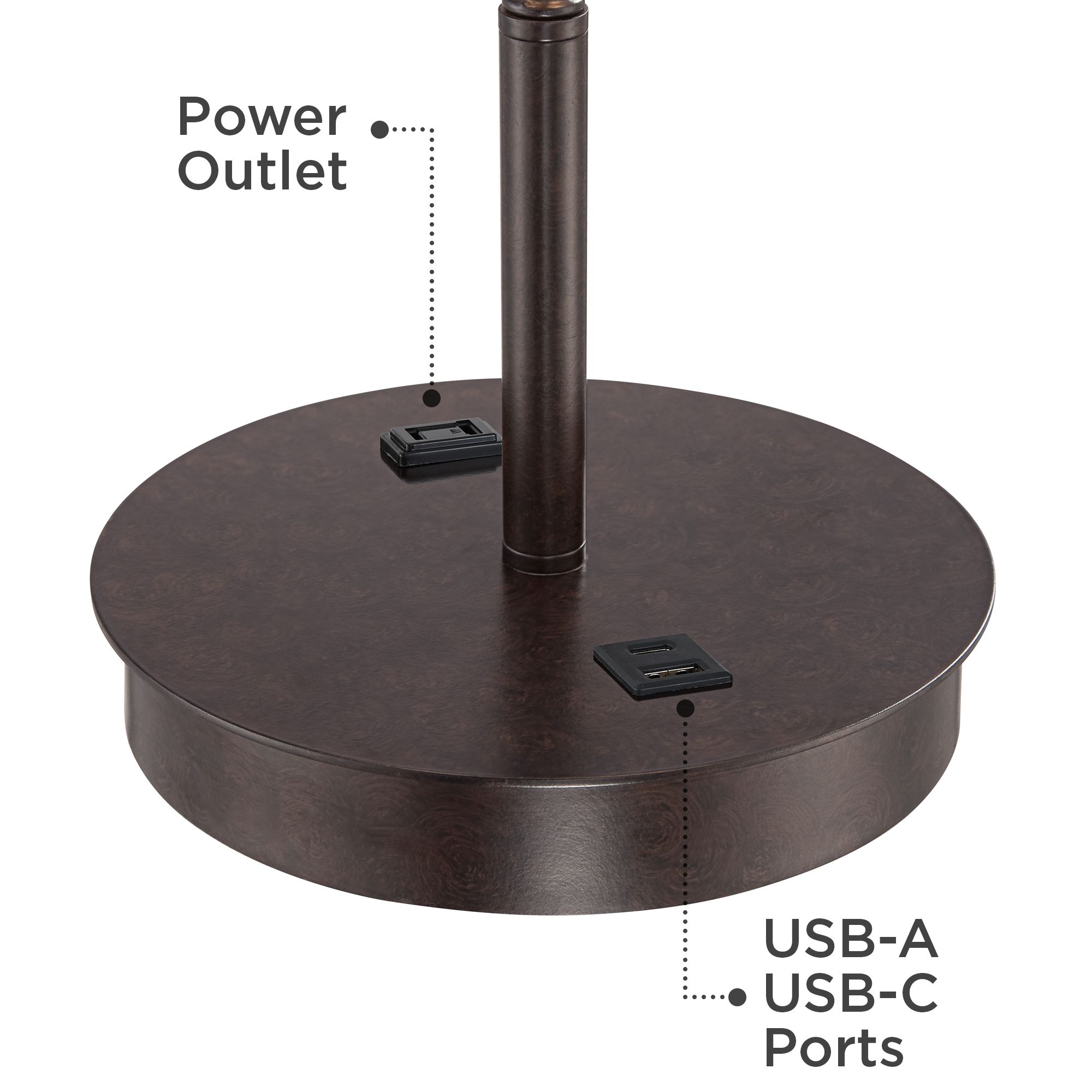 Image 6 Possini Euro Nikola 23 1/2" Bronze Outlet and USB Ports Table Lamp more views