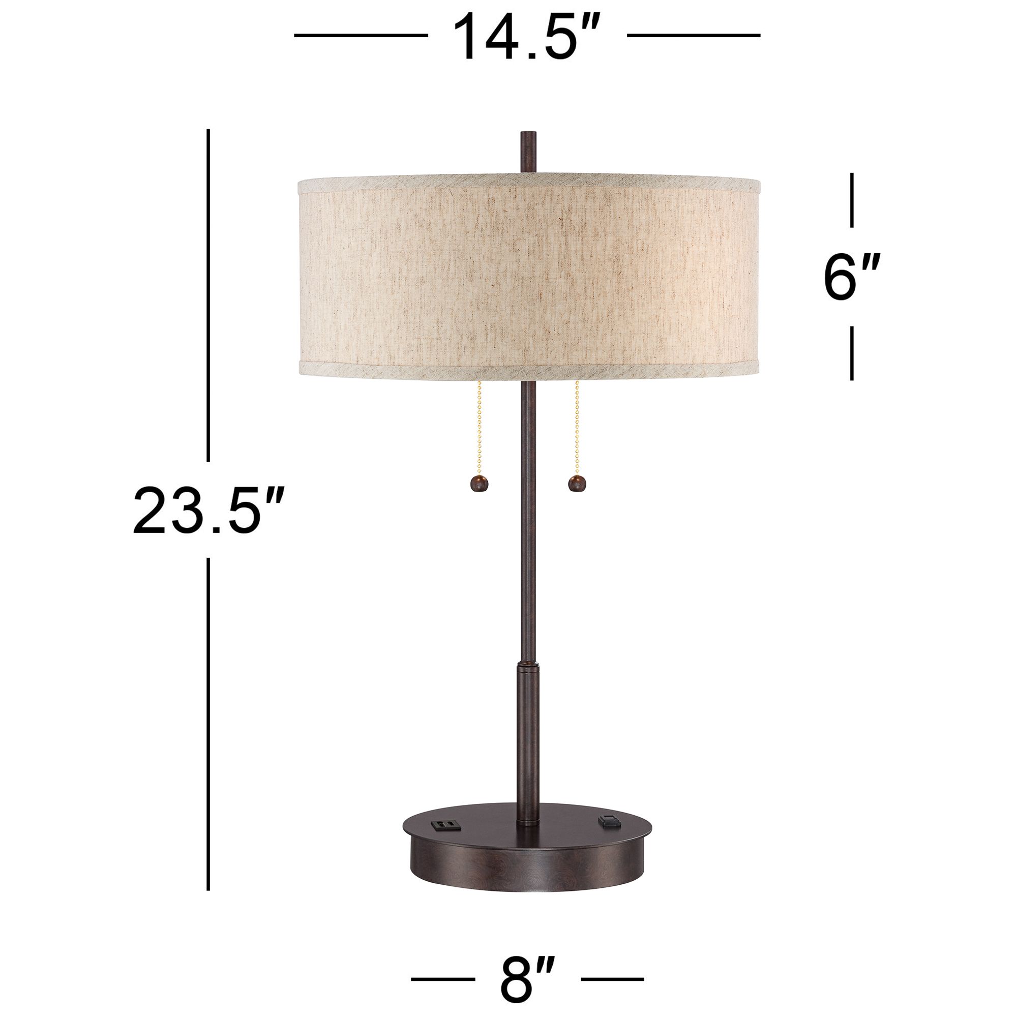 Possini Euro Nikola 23 1/2" Bronze Outlet and USB Ports Table Lamp