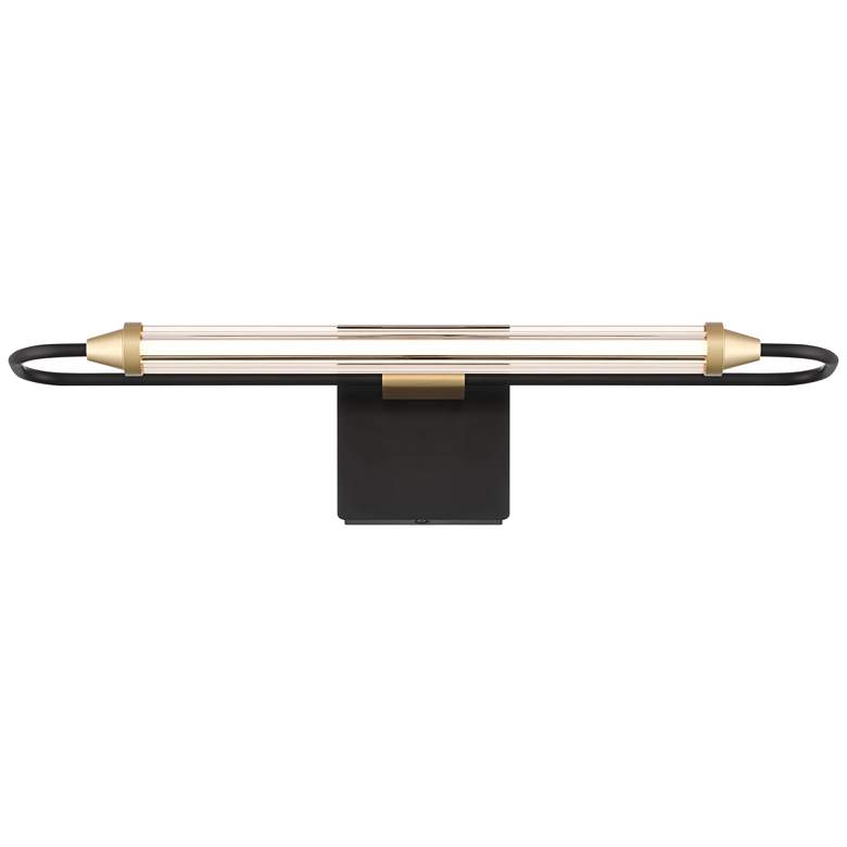 Image 3 Possini Euro Nikola 23 1/2" Wide Matte Black and Gold LED Bath Light