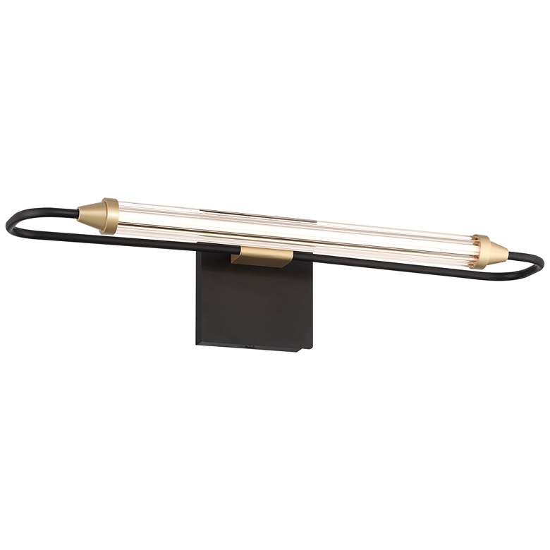 Image 7 Possini Euro Nikola 23 1/2" Wide Matte Black and Gold LED Bath Light more views
