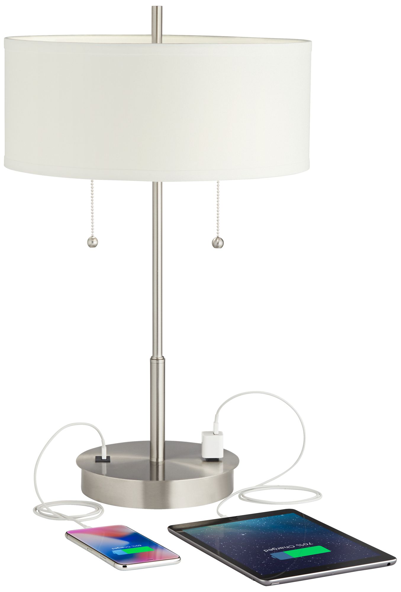 Image 3 Possini Euro Nikola 23 3/4" Silver Outlet and USB Table Lamps Set of 2 more views