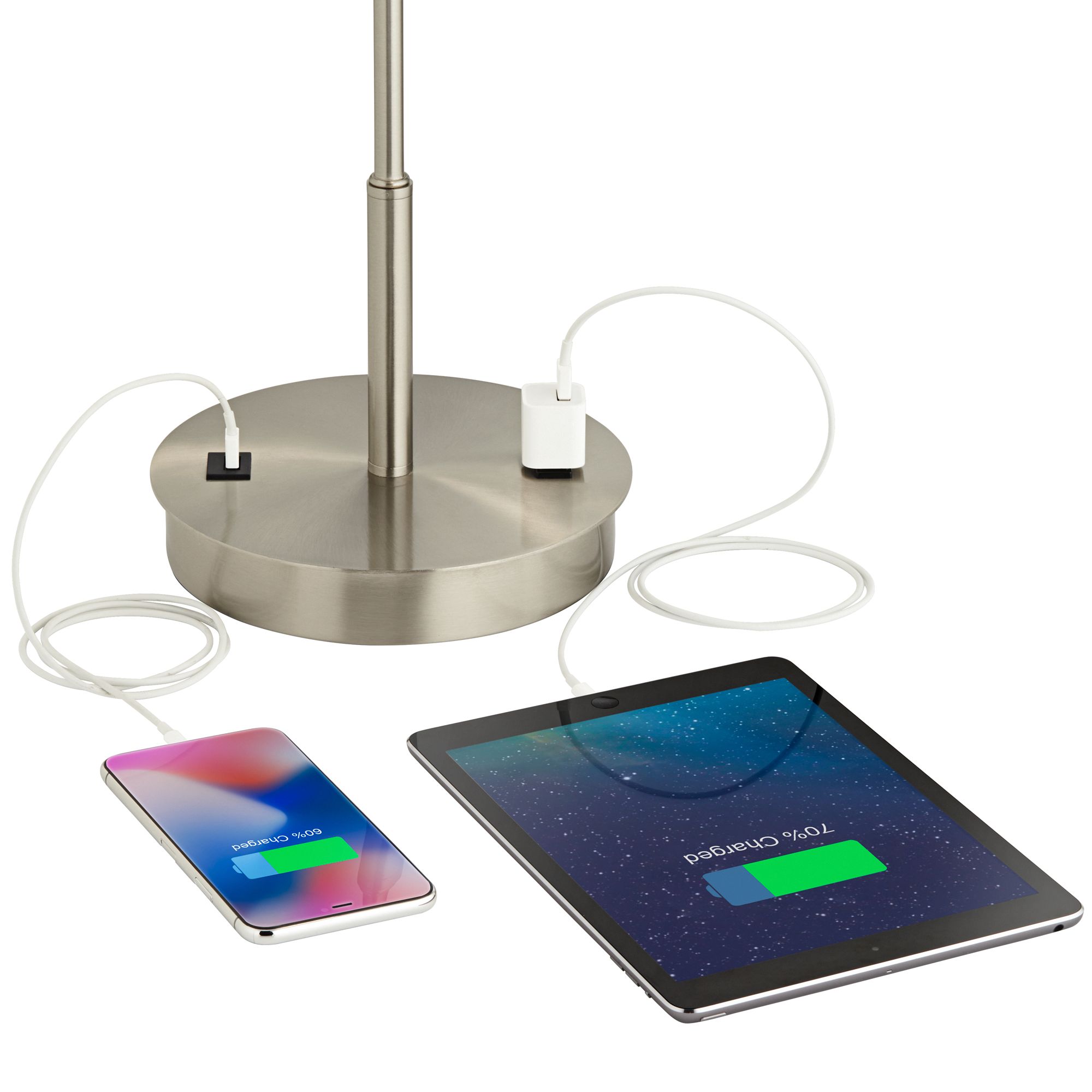 Image 4 Possini Euro Nikola 23 3/4" Silver Outlet and USB Table Lamps Set of 2 more views