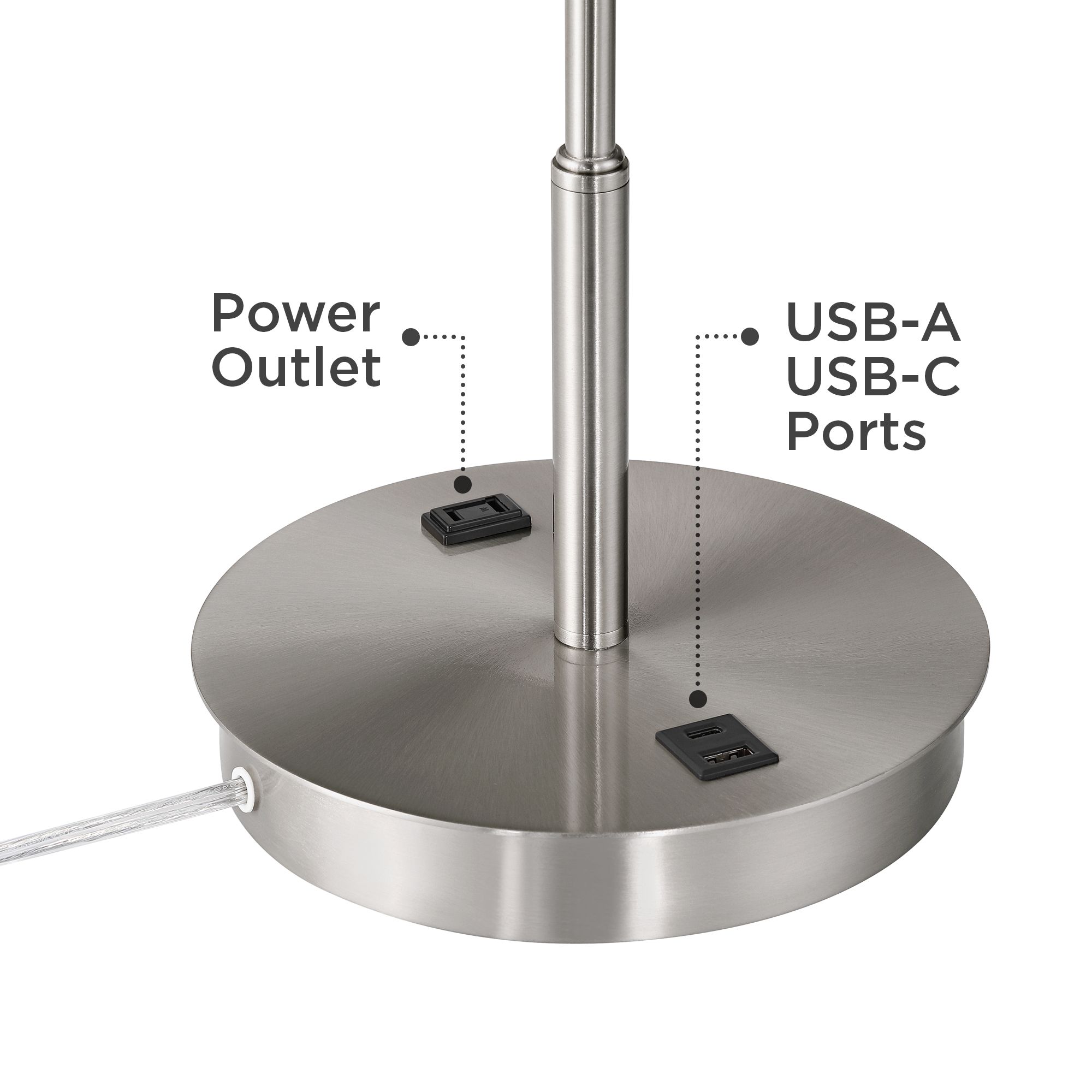 Image 6 Possini Euro Nikola 23 3/4" USB Port and Utility Plug Metal Table Lamp more views