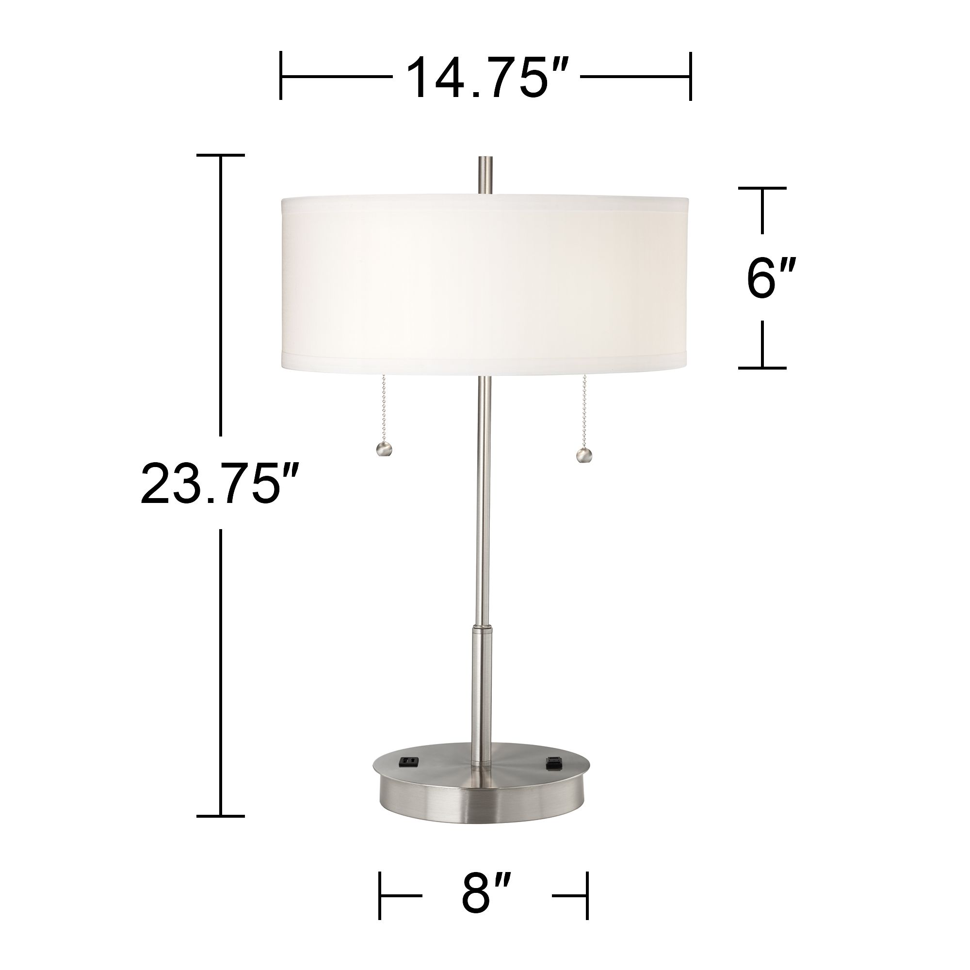 Possini Euro Nikola 23 3/4" USB Port and Utility Plug Metal Table Lamp in scene