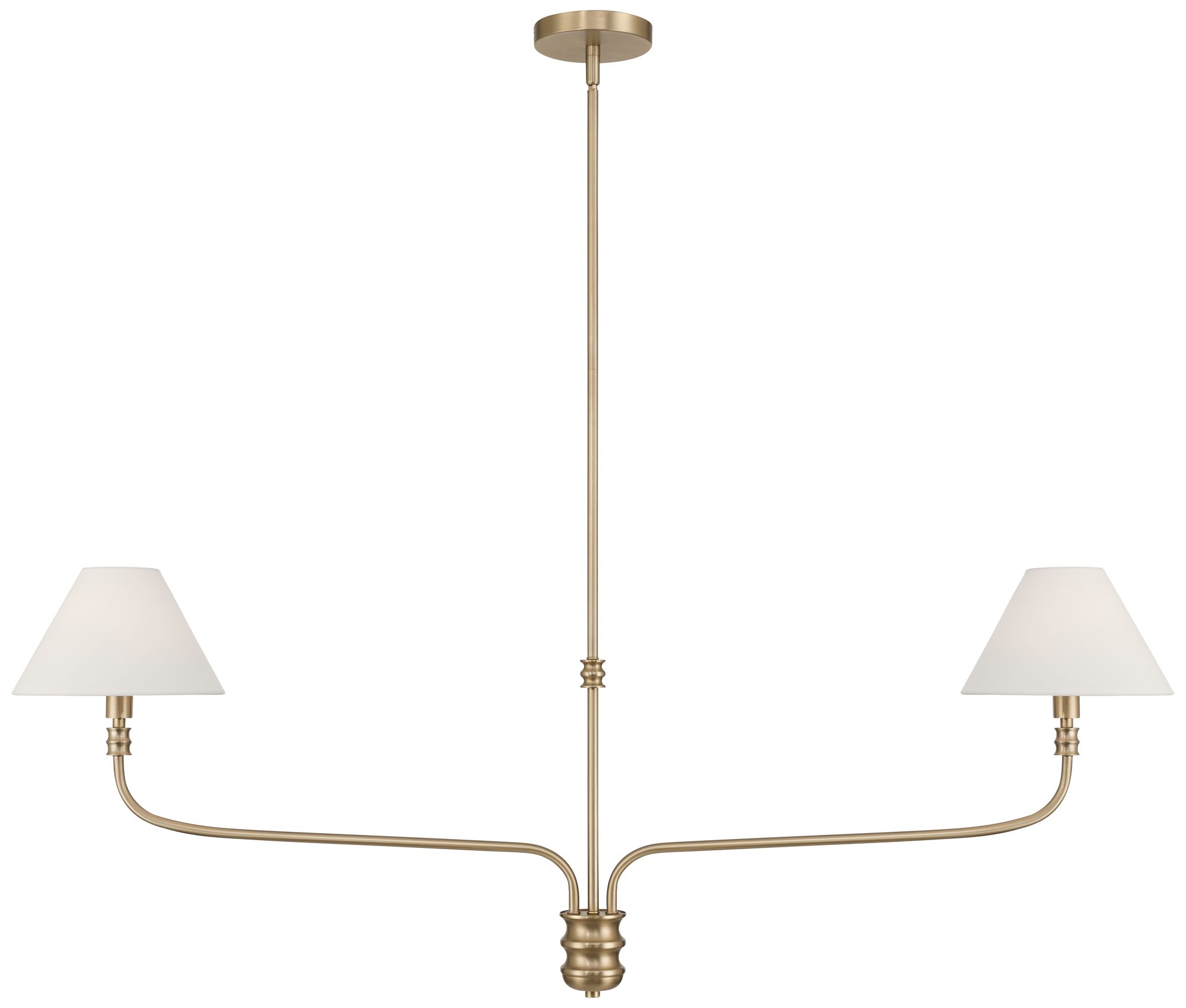 Possini Euro Nikos 48" Wide Matte Brass 2-Light Shade Pendant Light in scene