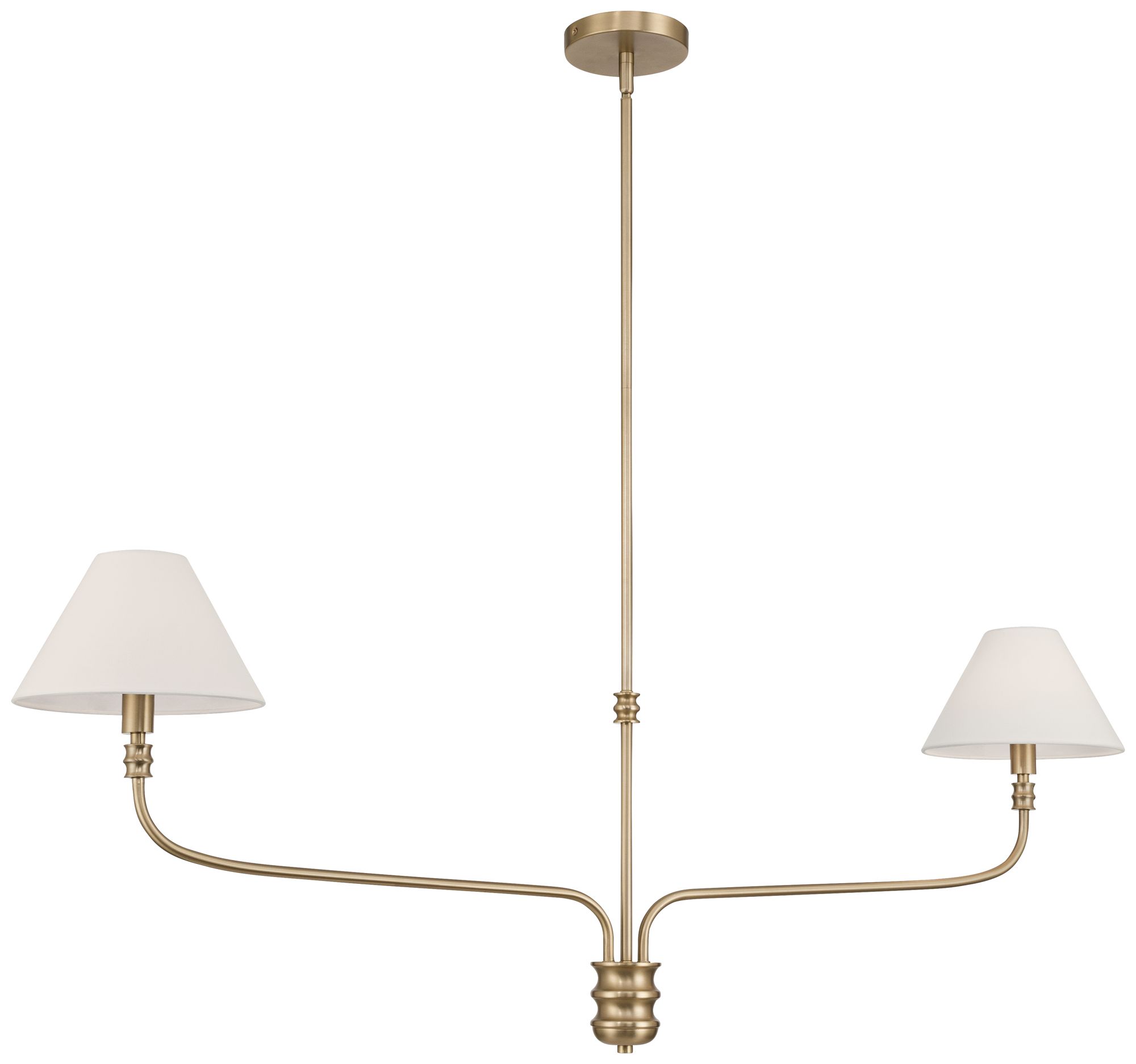 Possini Euro Nikos 48" Wide Matte Brass 2-Light Shade Pendant Light in scene