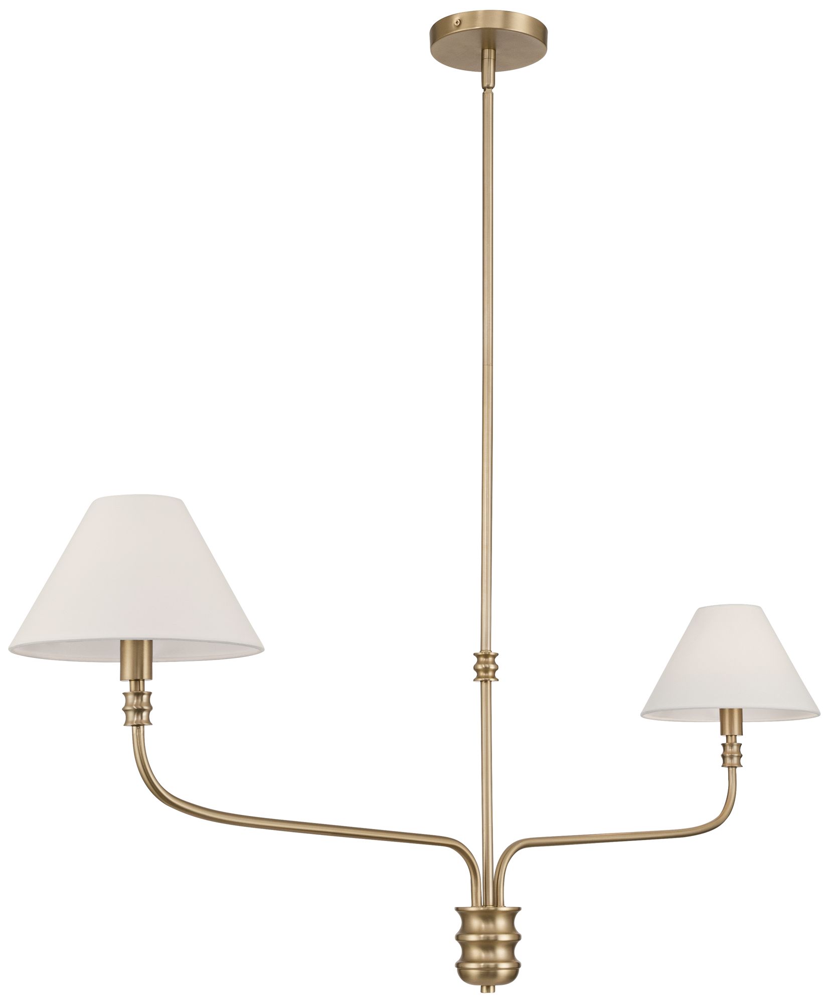 Possini Euro Nikos 48" Wide Matte Brass 2-Light Shade Pendant Light in scene