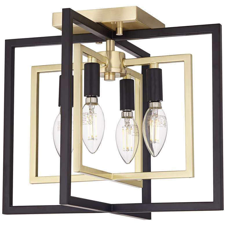 Image 2 Possini Euro Nima 13" Wide Modern Black Gold 4-Light Ceiling Light