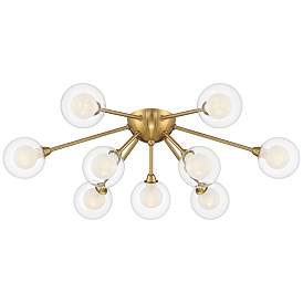 Image2 of Possini Euro Nimbus 28" Gold Glass 9-Light LED Sputnik Ceiling Light