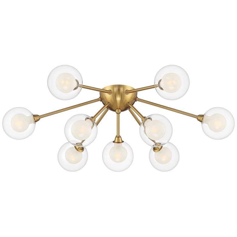 Image 2 Possini Euro Nimbus 28 inch Gold Glass 9-Light LED Sputnik Ceiling Light