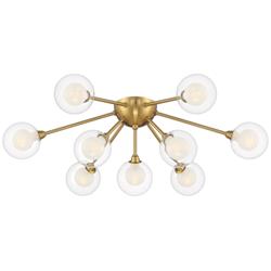 Possini Euro Nimbus 28&quot; Gold Glass 9-Light LED Sputnik Ceiling Light