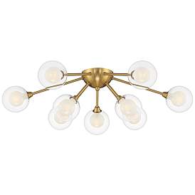 Image5 of Possini Euro Nimbus 28" Gold Glass 9-Light LED Sputnik Ceiling Light more views