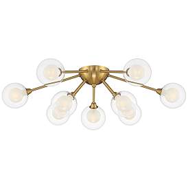 Image5 of Possini Euro Nimbus 28" Gold Glass 9-Light LED Sputnik Ceiling Light more views