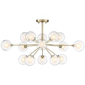 Image5 of Possini Euro Nimbus 30 1/2" 15-Light Glass Brass Sputnik Ceiling Light more views
