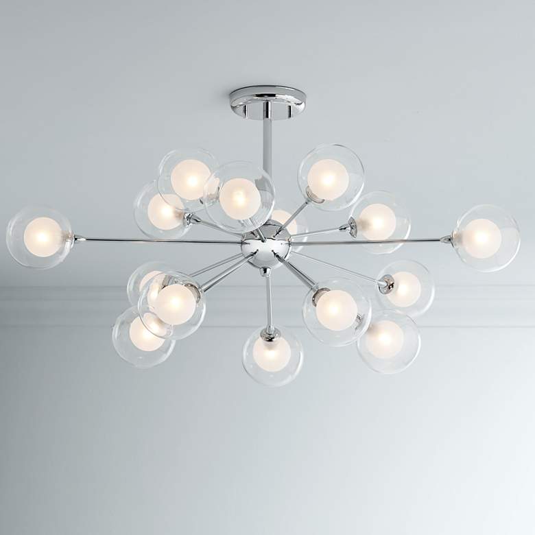 Image 1 Possini Euro Nimbus 30 1/2" 15-Light Glass Chrome LED Sputnik Pendant