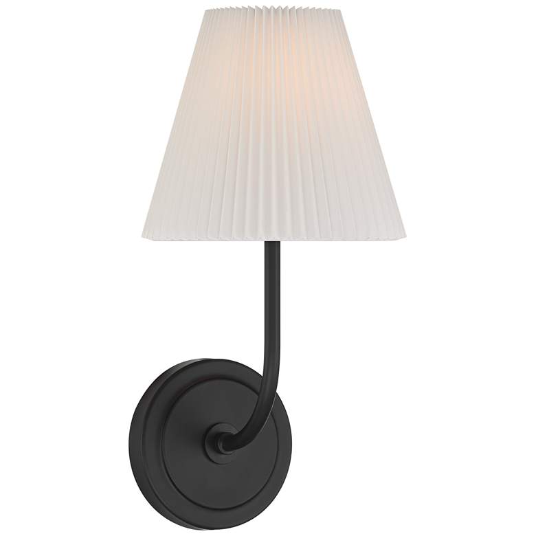 Image 1 Possini Euro Nina 14" High Matte Black Wall Sconce