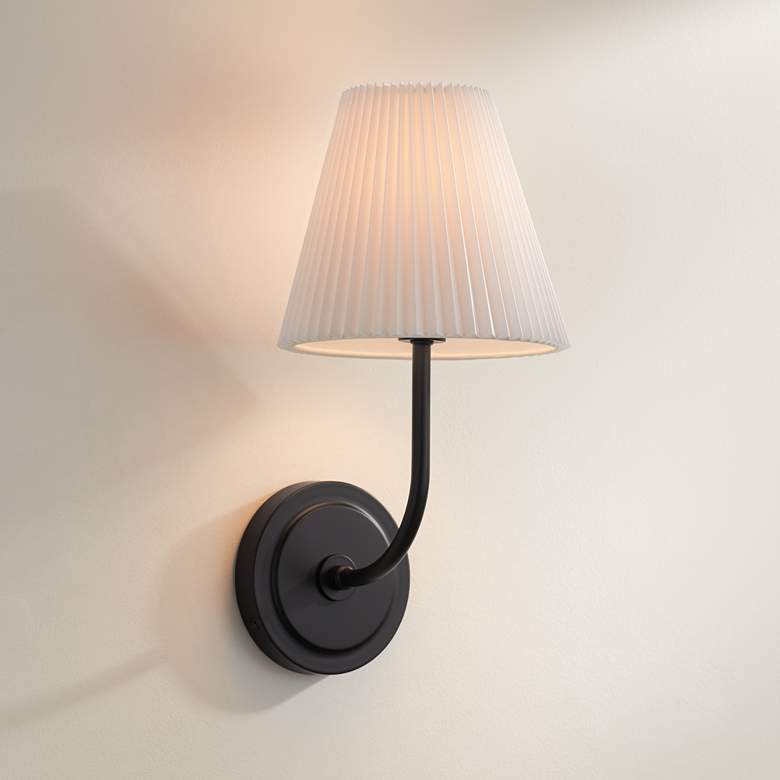 Image 1 Possini Euro Nina 14" High Matte Black Wall Sconce