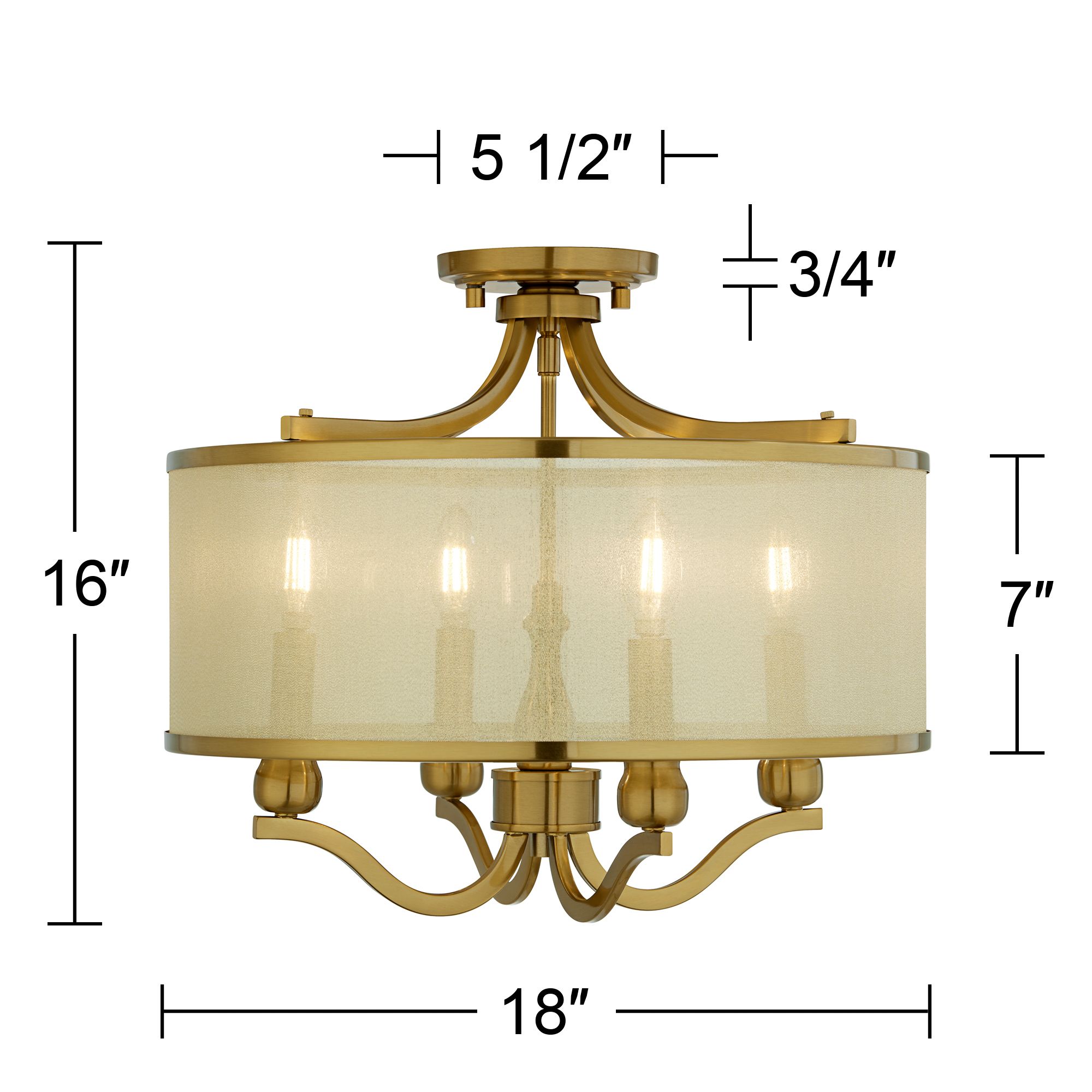 Possini Euro Nor 18" Wide Antique Brass Traditional Ceiling Light