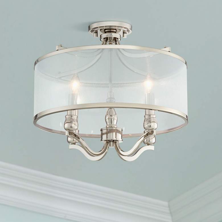 Image 1 Possini Euro Nor 18 inch Wide Polished Nickel Traditional Ceiling Light