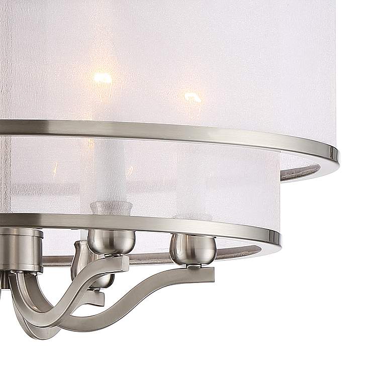 Image 3 Possini Euro Nor 23" Wide 6-Light Brushed Nickel Drum Shade Pendant more views