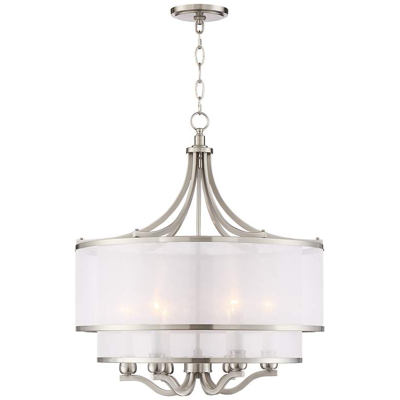Image 6 Possini Euro Nor 23" Wide 6-Light Brushed Nickel Drum Shade Pendant more views
